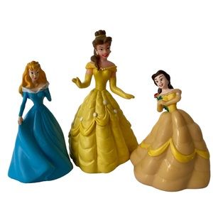 Set of 3 - Disney Princess Cake Topper Figure Toys Belle Aurora PVC - READ